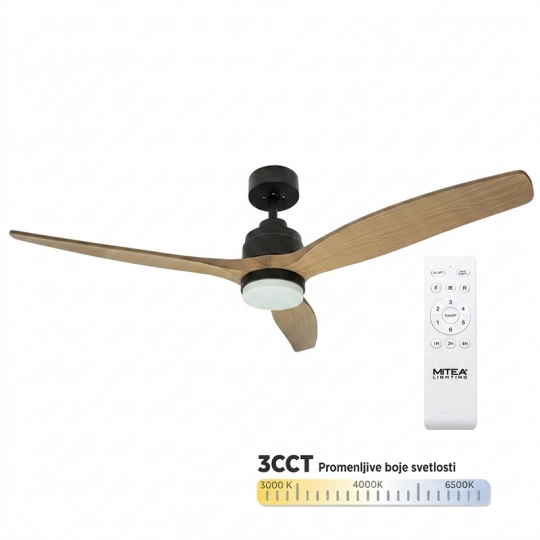 Plafonski ventilator 35W sa LED svetlom i daljinskim Fi132cm